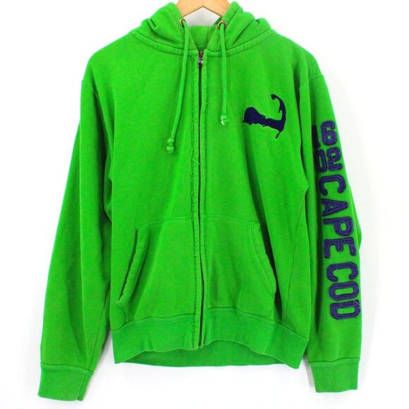 Vintage Cuffy's Hoodie Sweatshirt Mens Green Full Zip Cape Cod Embroidered S Y2k - Picture 1 of 9